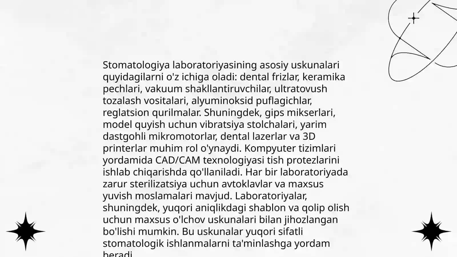 Ortopedik stomatologiya kabineti (bo'limi) va stomatologiya laboratoriyasini tashkil etish 4