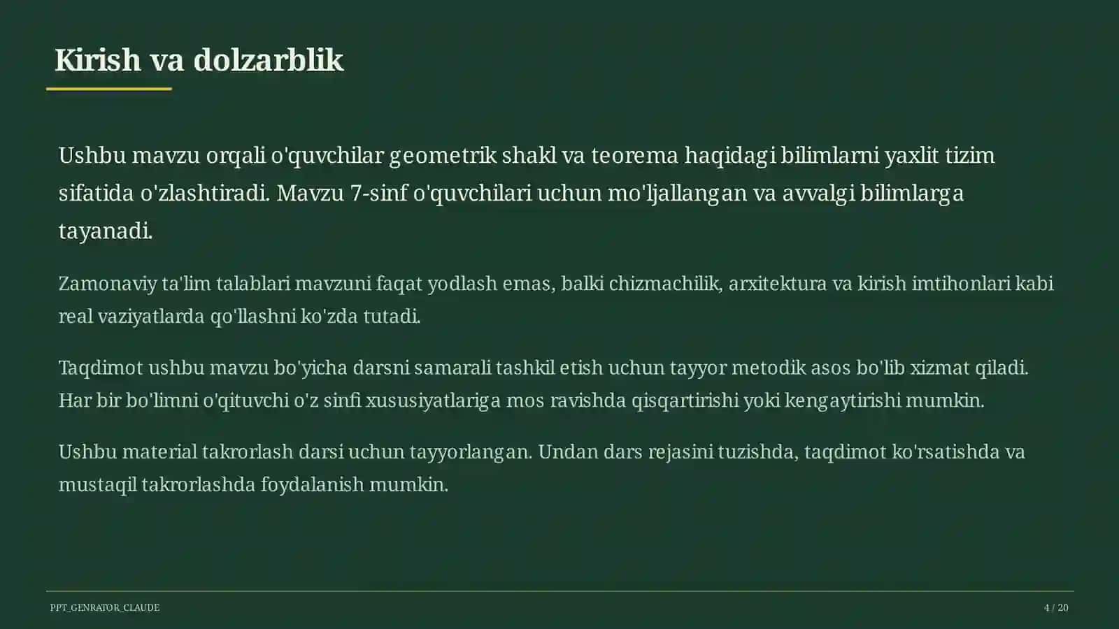 Geometriyaning boshlang'ich tushunchalari: nuqta, to'g'ri chiziq, kesma (7-sinf) 4