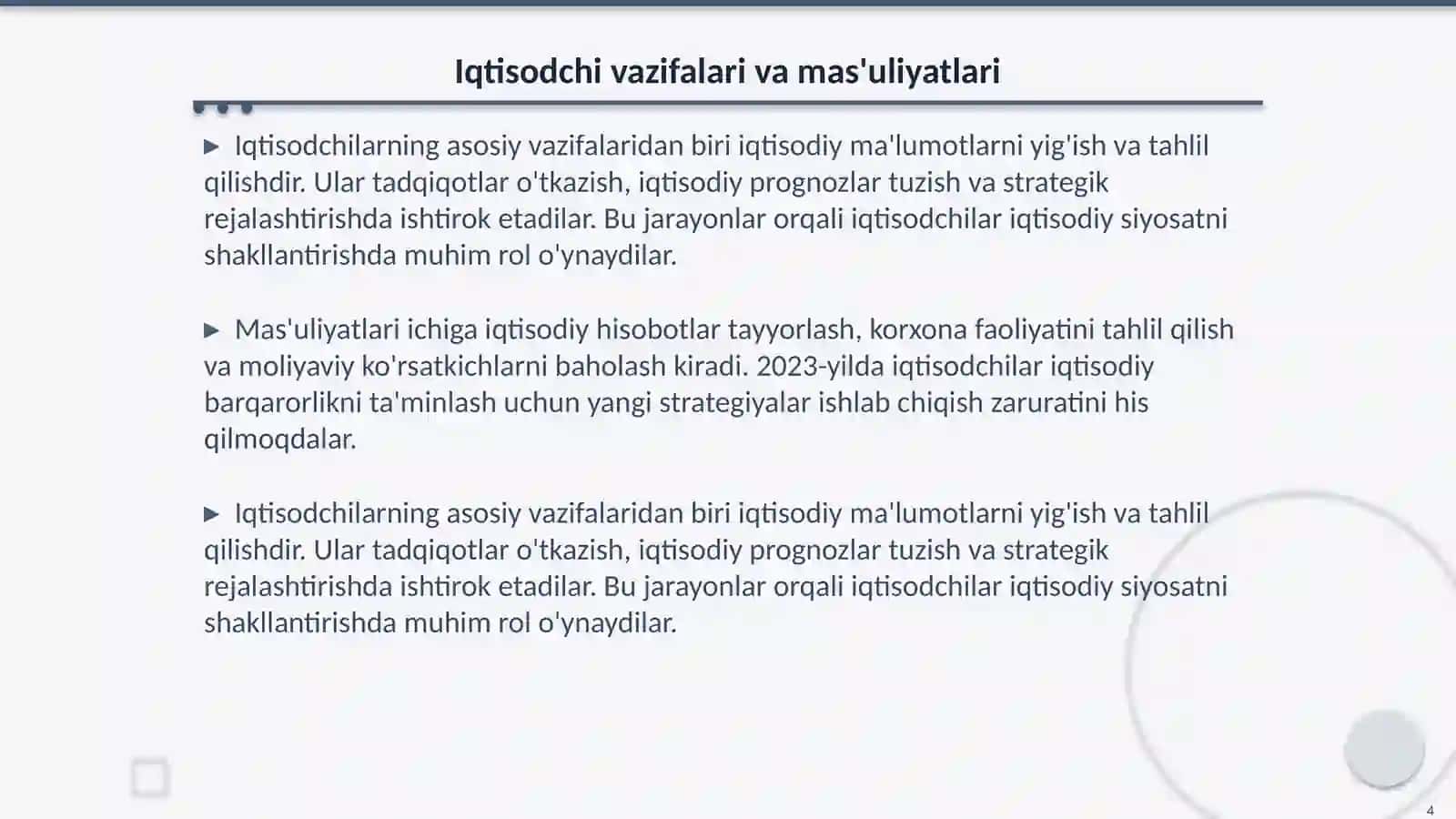 Iqtisodchi kasbining ta'rifi 4