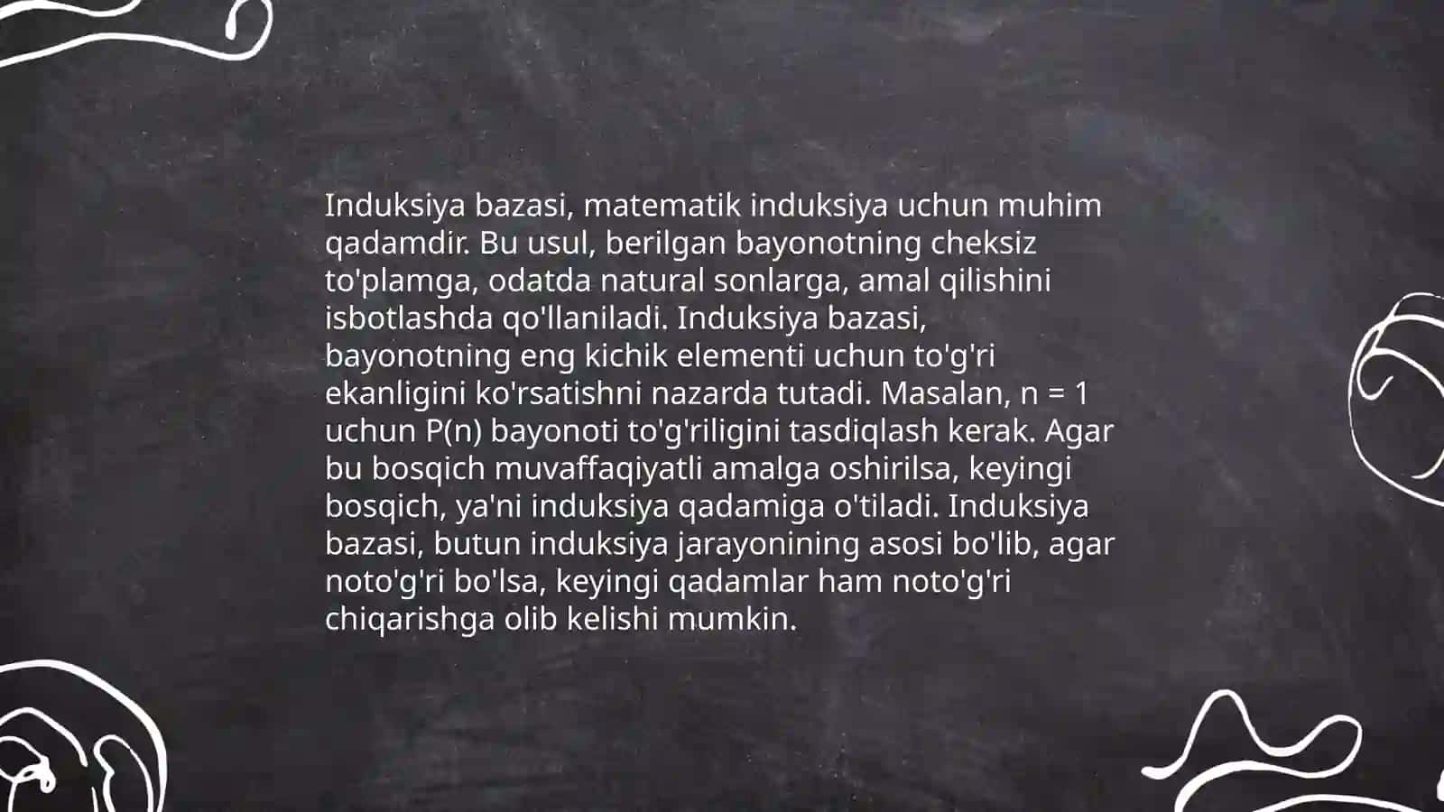 Matematik induksiya metodini qo'llashga oid misollarni yechish 4