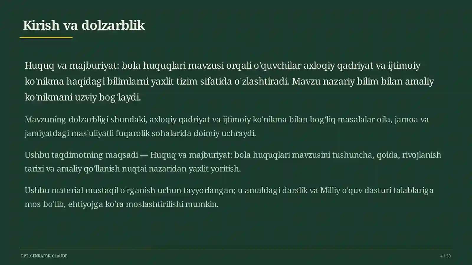 Huquq va majburiyat: bola huquqlari (8-sinf) 4