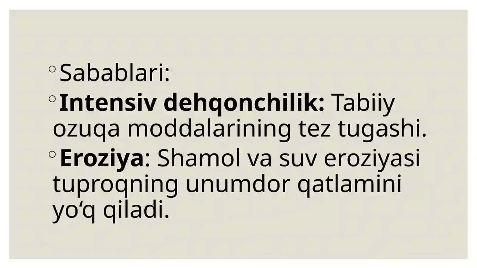 Tuproq degumusifikatsiyasi va unga qarshi kurashish choralari 4