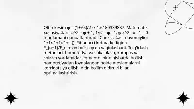 Oltin kesim va uning hayotda qo'lanilishi To'g'irlash metodiga doir geometrik masalalar 4