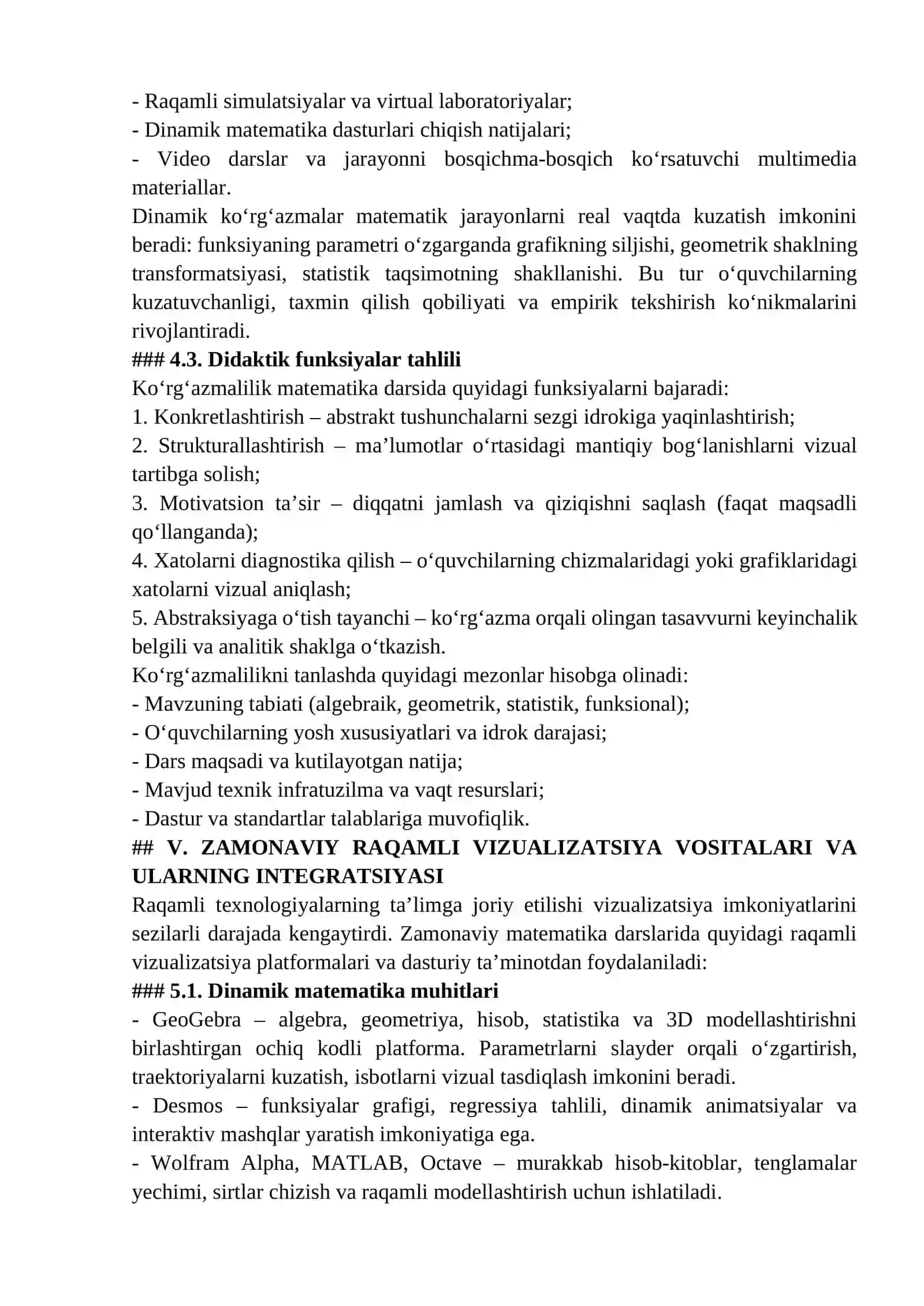 MATEMATIKA DARSIDA VIZUALIZATSIYA VA KO‘RG‘AZMALILIK: NAZARIY ASOSLAR, METODOLOGIYA VA AMALIY INTEGRATSIYA 4