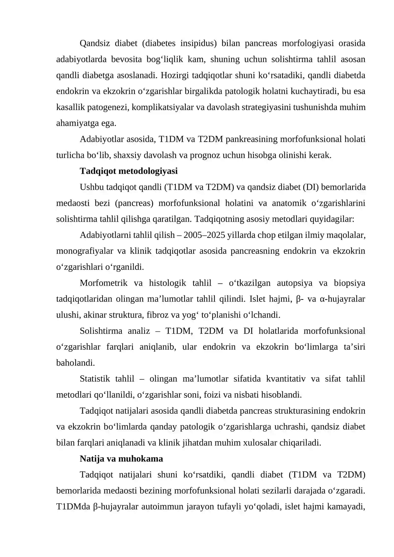 Qandli va qandsiz diabetlarda medaosti bezining morfofunksional holati va solishtirma anatomiyasi 4