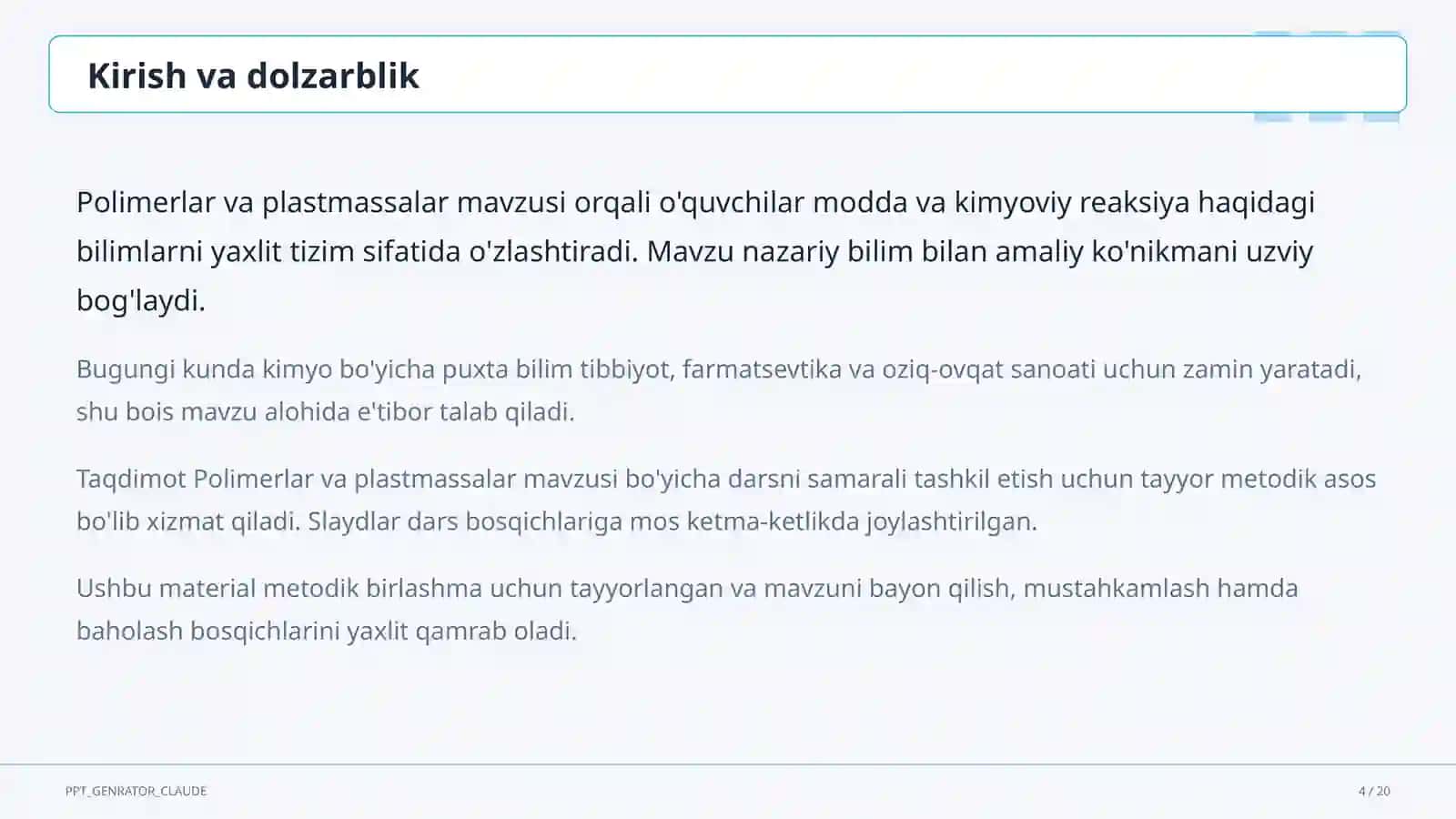 Polimerlar va plastmassalar (11-sinf) 4
