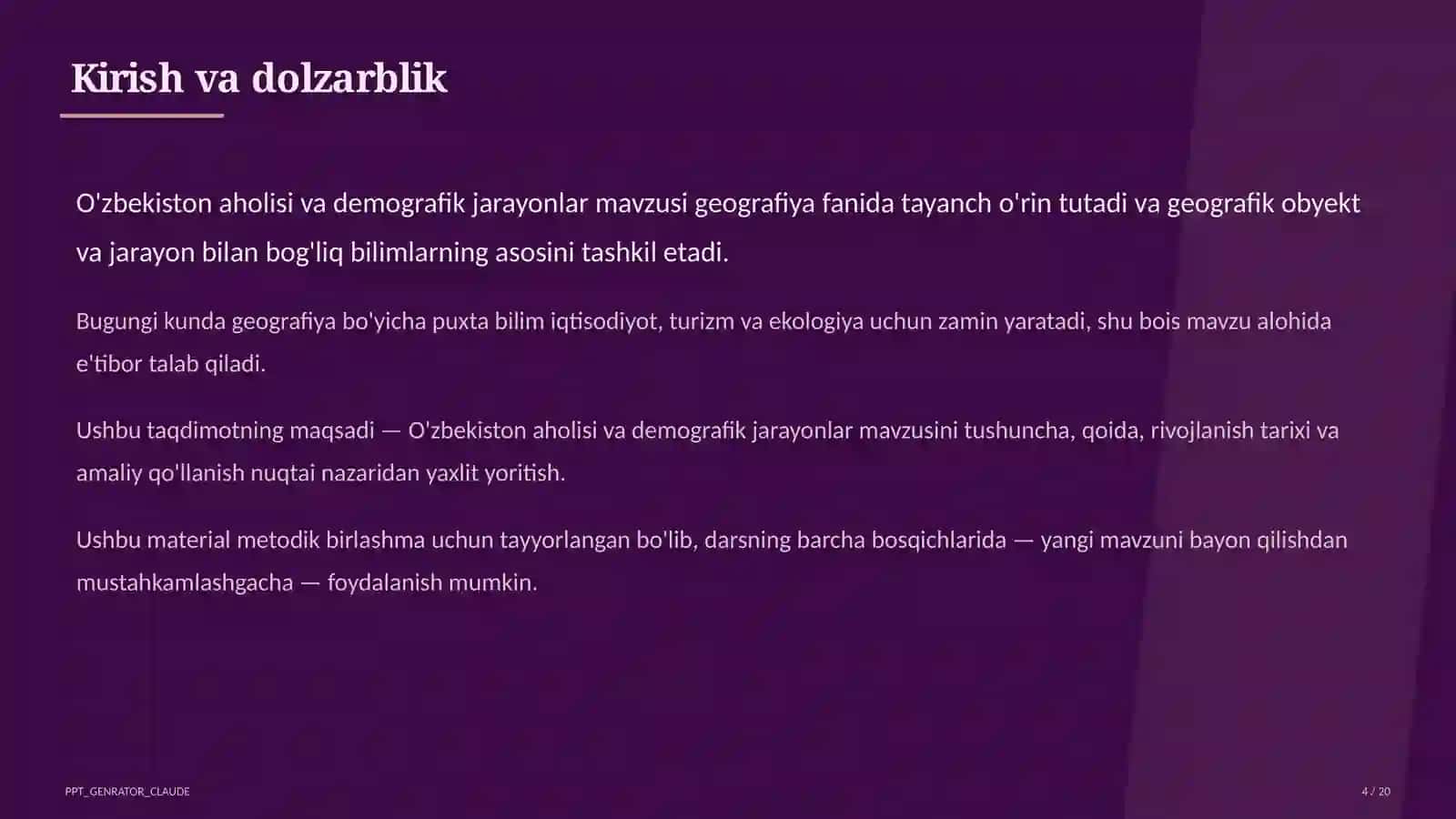 O'zbekiston aholisi va demografik jarayonlar (9-sinf) 4