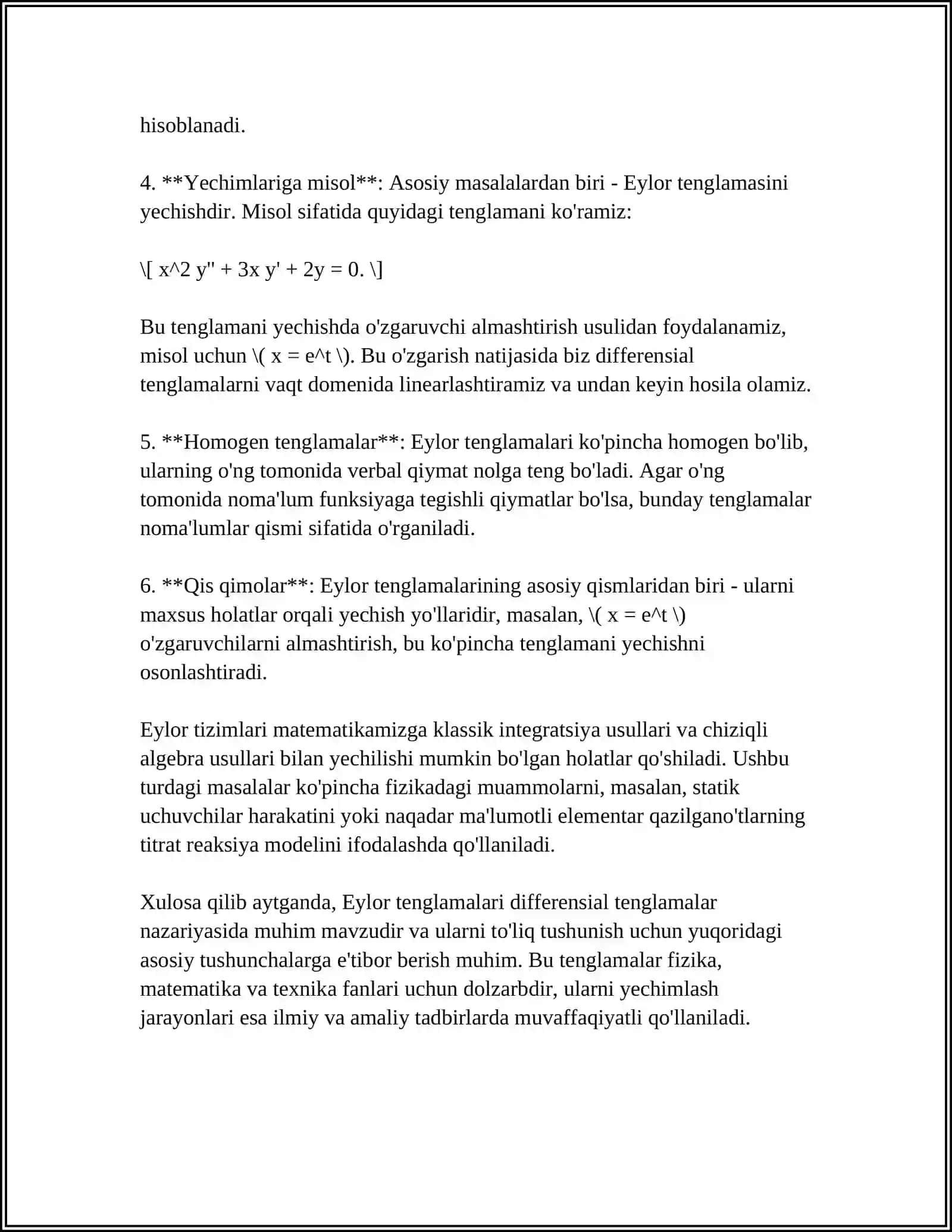 Eylor Tenglamalari 4