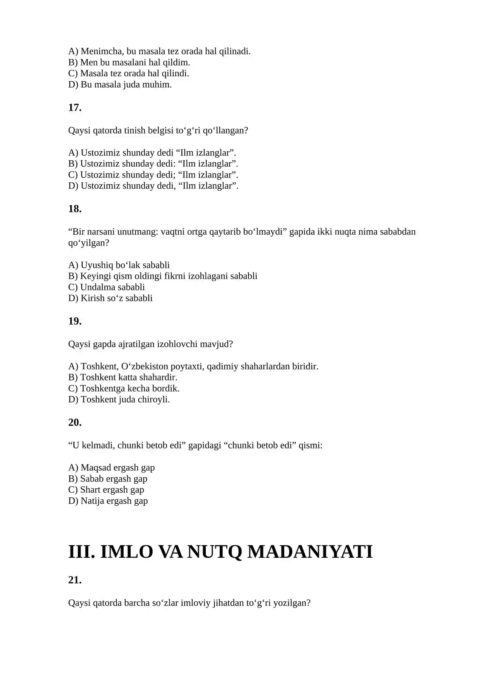 ONA TILI VA ADABIYOT FANI O‘QITUVCHILARI UCHUN KASBIY IMTIHON CHUQURLASHTIRILGAN 4