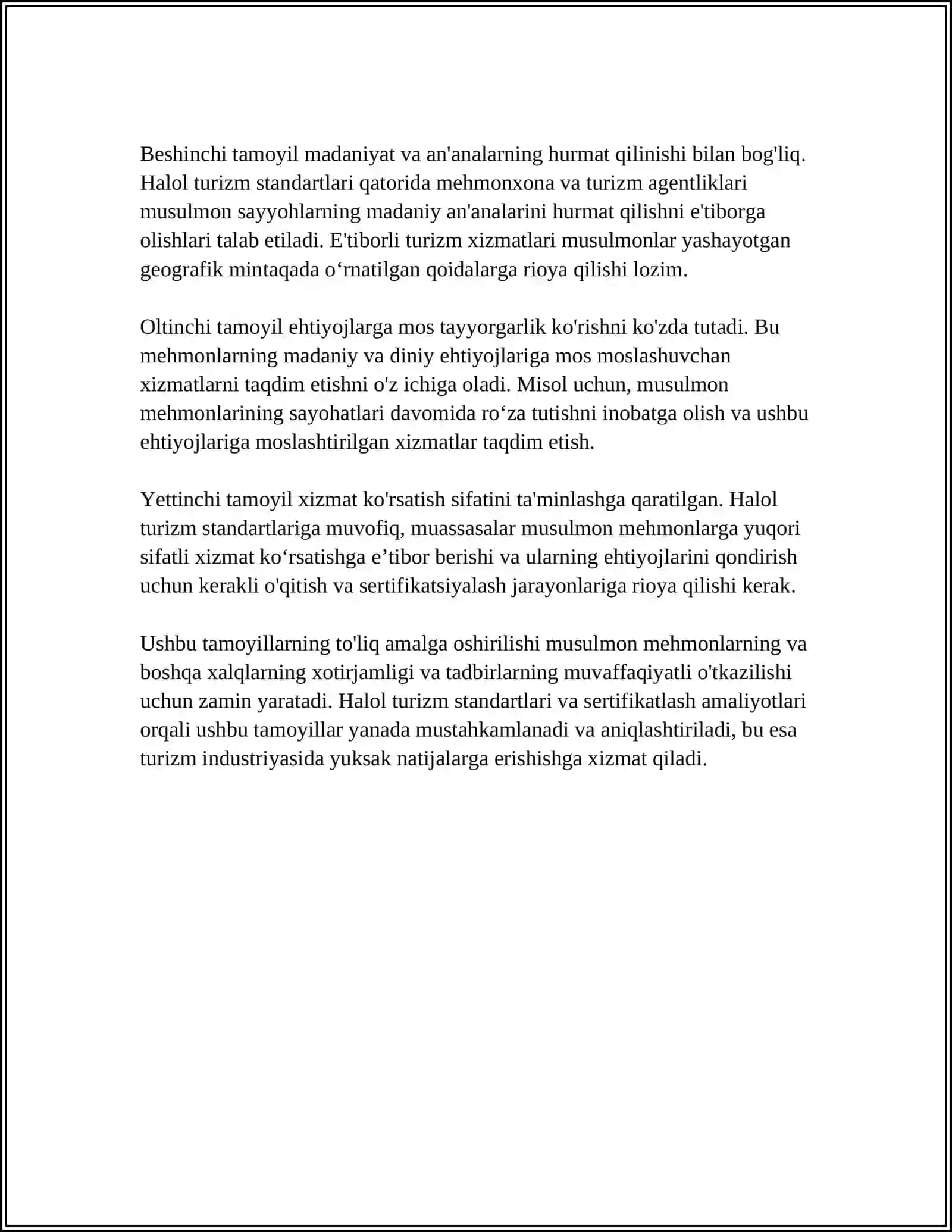 HALOL TURIZM STANDARTLARI VA SERTIFIKATLASHTIRISH AMALIYOTI 4
