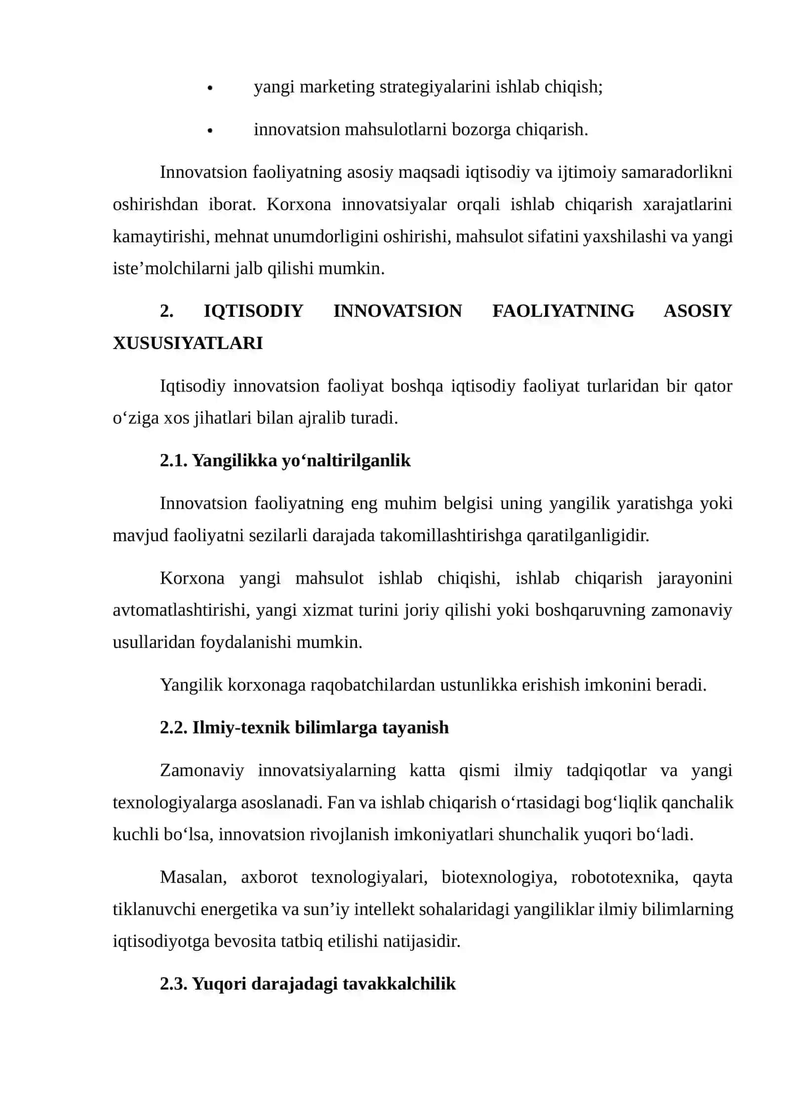 IQTISODIY INNOVATSION FAOLIYATNING O‘ZIGA XOS XUSUSIYATLARI 4