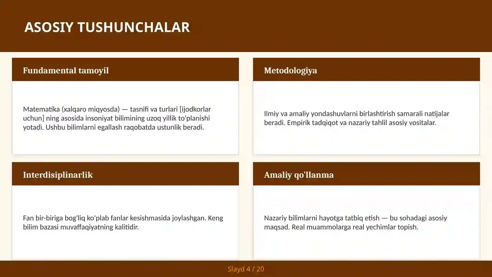Matematika (XALQARO MIQYOSDA) — TASNIFI VA TURLARI [IJODKORLAR UCHUN] 4