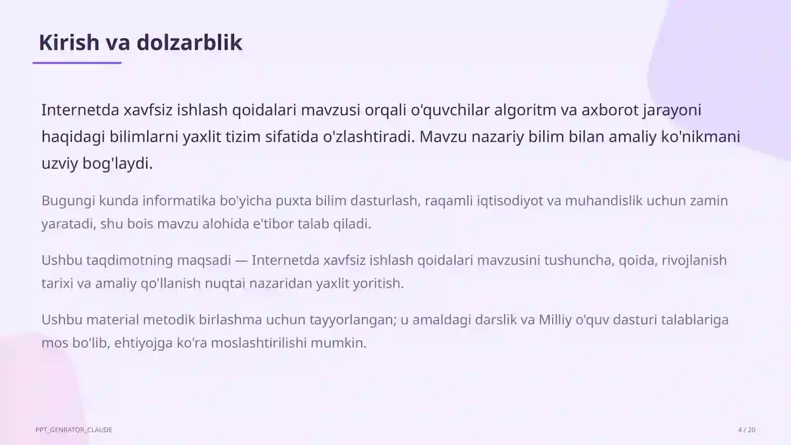 Internetda xavfsiz ishlash qoidalari (5-sinf) 4