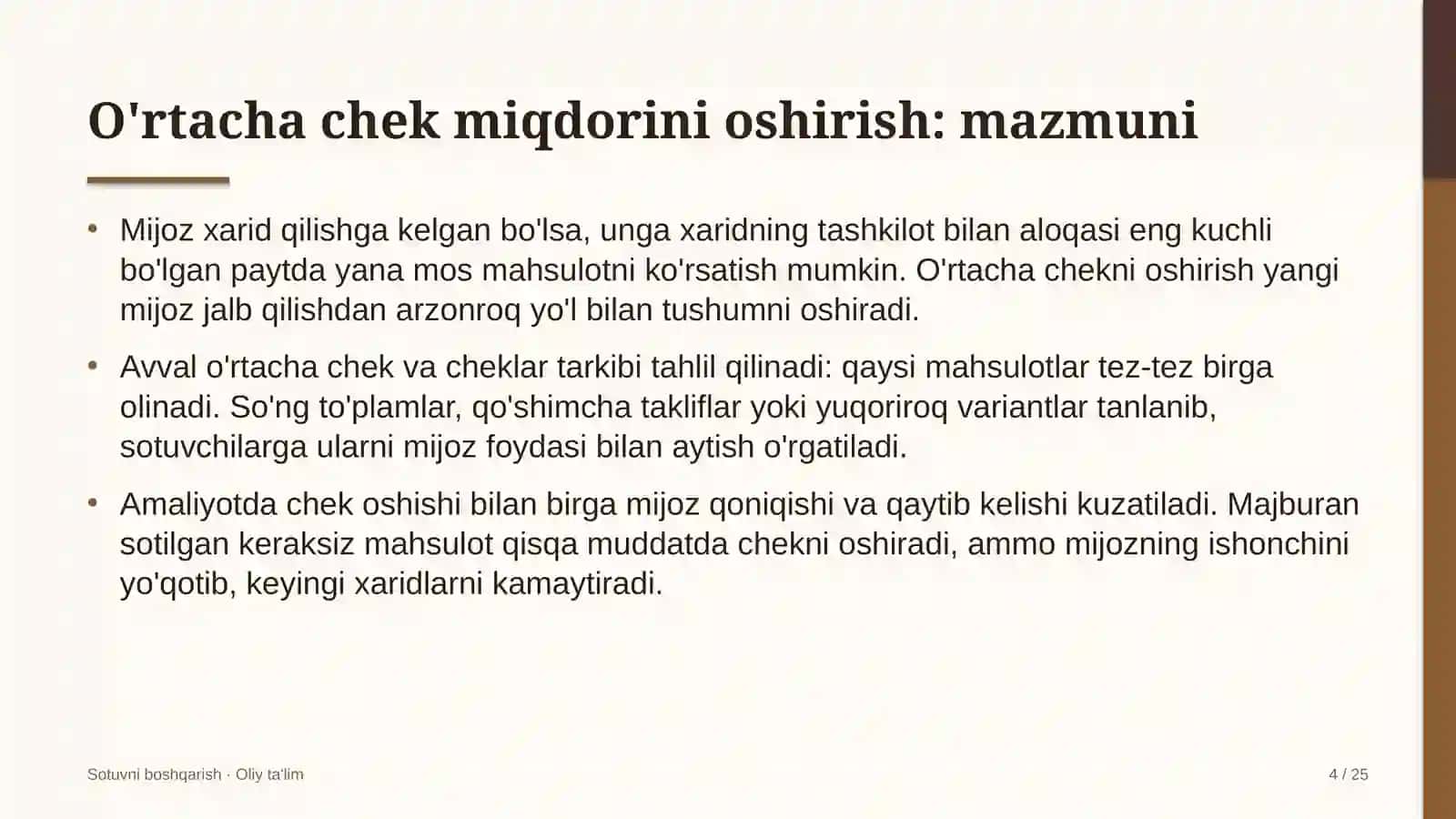 To'qimachilik korxonalarida o'rtacha chek miqdorini oshirish 4