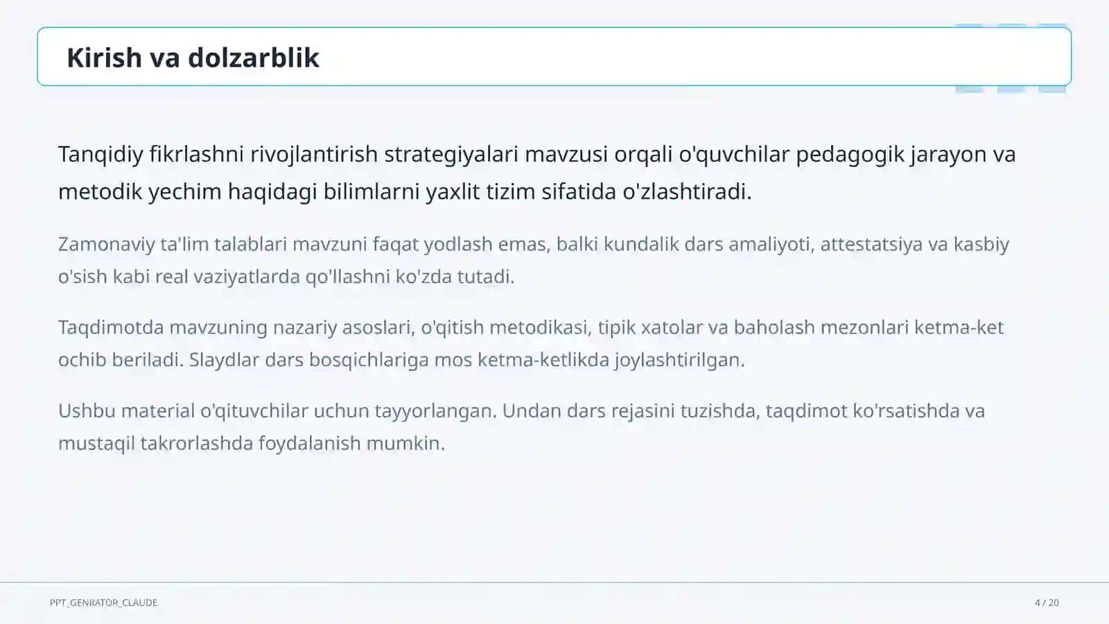 Tanqidiy fikrlashni rivojlantirish strategiyalari 4