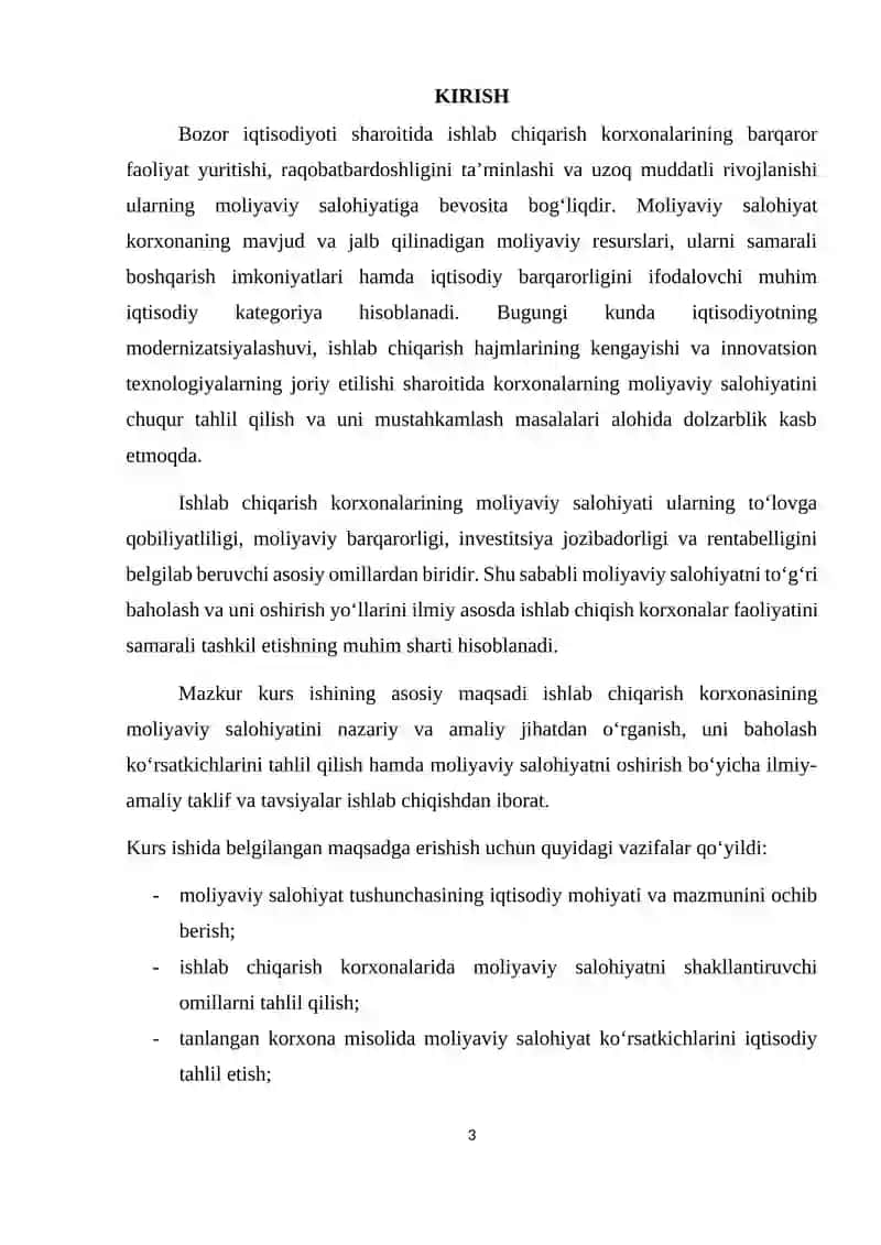 Ishlab chiqarish korxonasining moliyaviy salohiyati 4