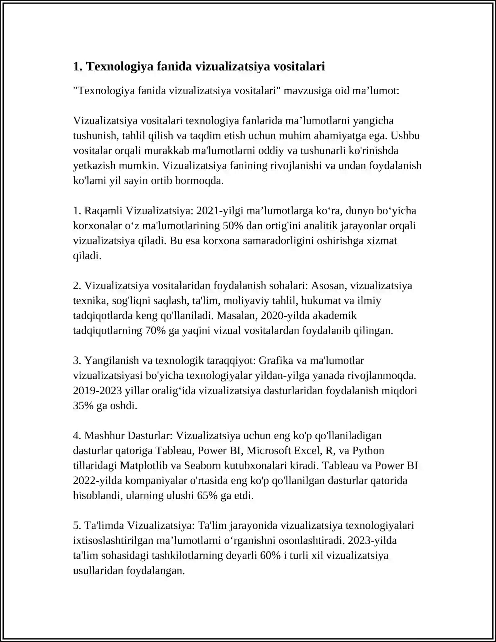 TEXNALOGIYA FANIDA KOʻRGAZMALI VOSITALARDAN FOYDALANISH 4