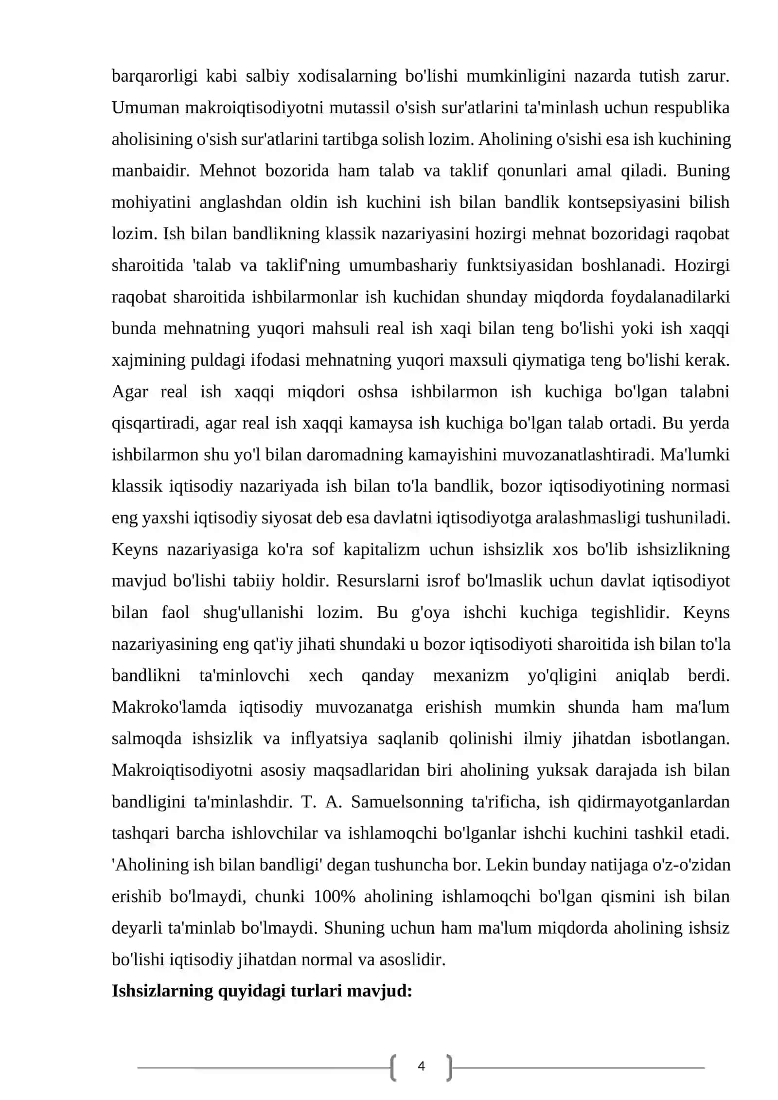 IQTISODIYOT NAZARIYASI KURS ISHI 4