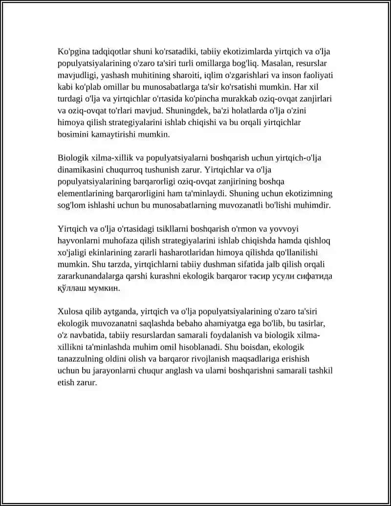 EKOLOGIK TIZIMLARDA HAYVON POPULYATSIYASINING OʻZARO TA'SIRI 4