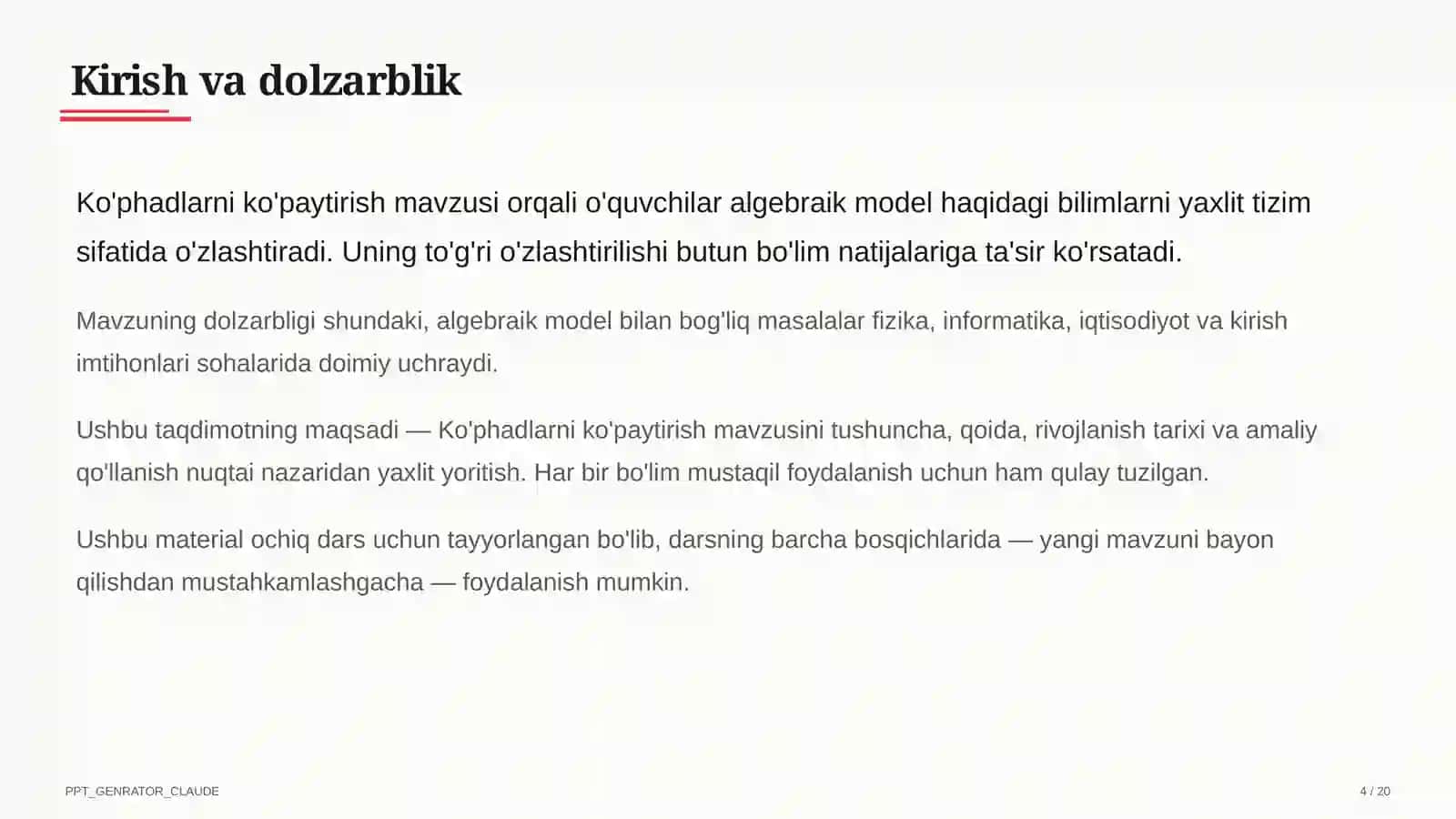 Ko'phadlarni ko'paytirish (7-sinf) 4