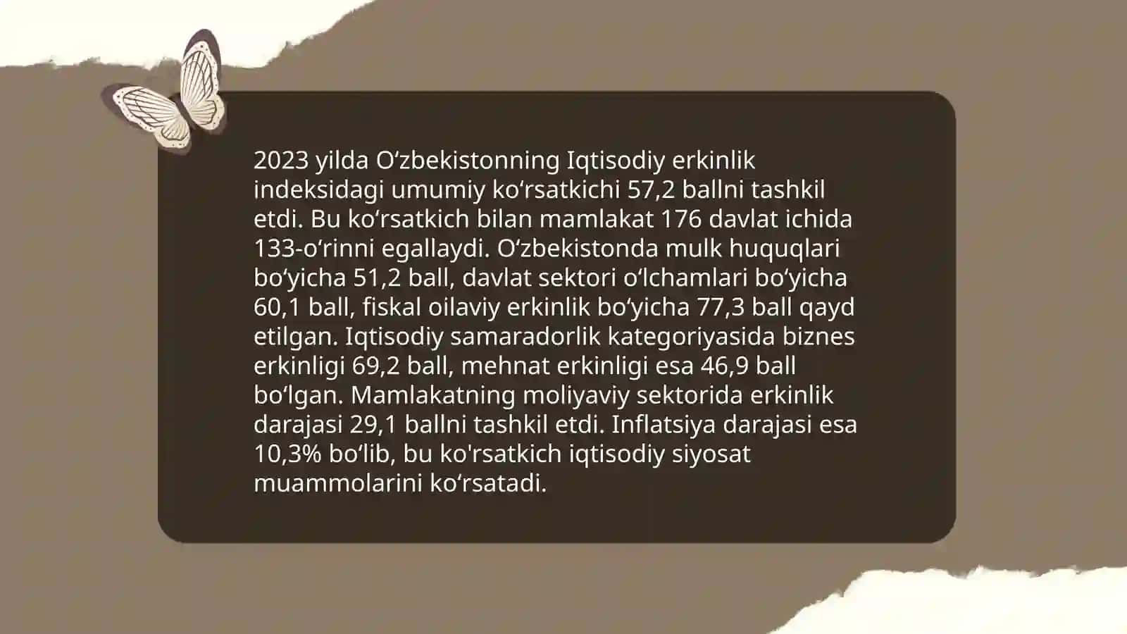 Yangi Oʻzbekiston ijtimoiy-siyosiy, iqtisodiy va madaniy hayotida roʻy berayotgan oʻzgarishlarning xalqaro reyting va indekslarda aks etishi 4