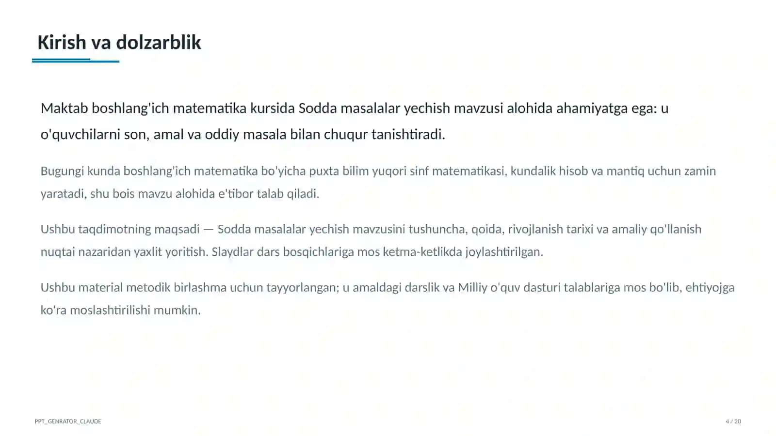 Sodda masalalar yechish (1-sinf) 4