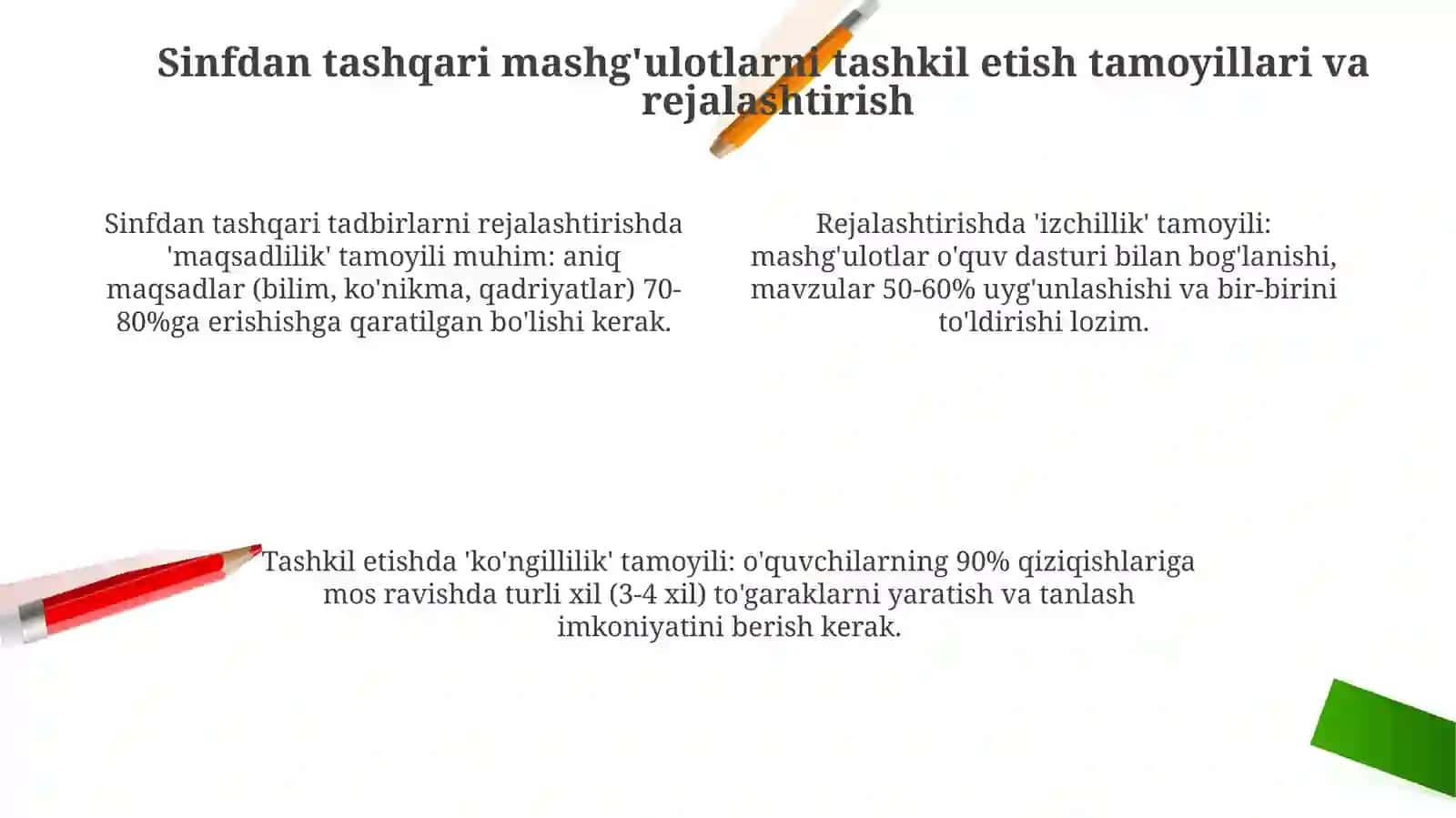 Adabiyot bo'yicha sinfdan tashqari mashg'ulotlar turlari va tashkil etish tamoyillari 4