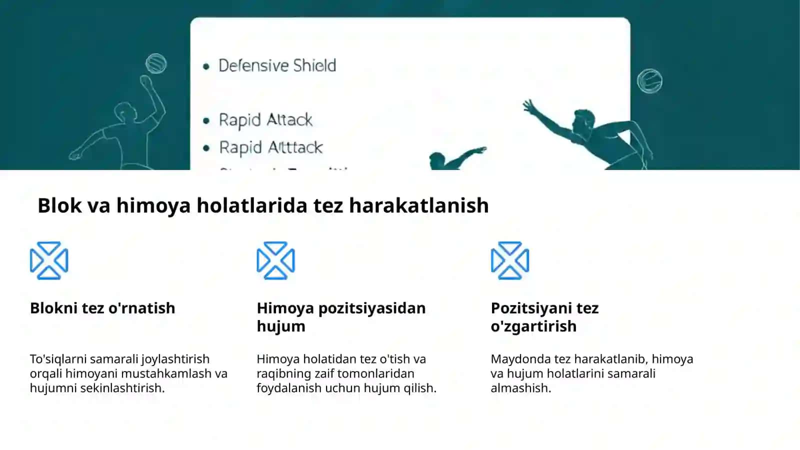 Voleybolda holat va harakatlanishni takomillashtirish 4