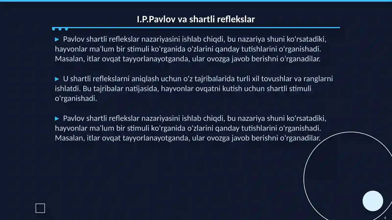 I.P.Pavlovning hazm soxasidagi ishlari 4