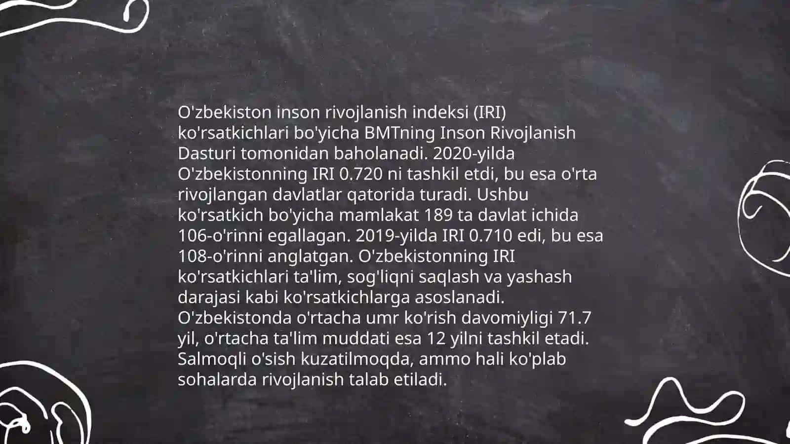 O'zbekistonning xalqaro reytinglaridagi o'rni 4