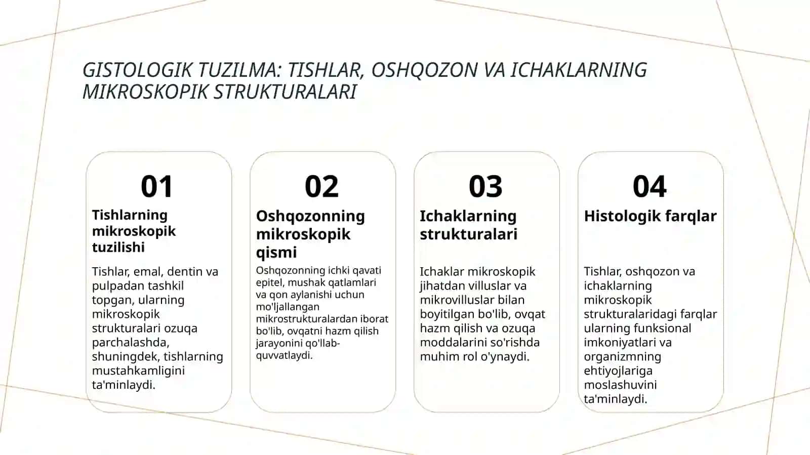 Hazm qilish sistemasi. Gistologiya fani 4