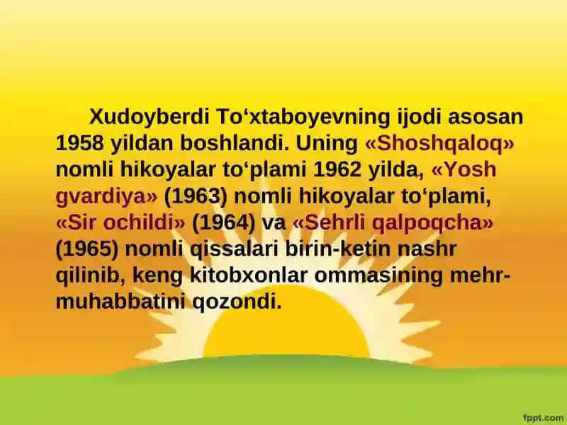 Xudoyberdi Toxtaboyevning bolalar adabiyotidagi orni 4