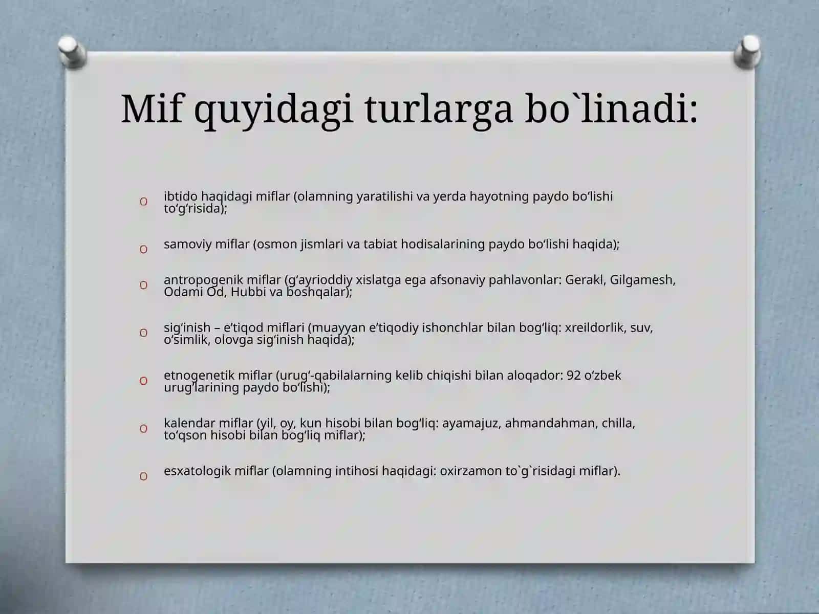 Mif va uning turlarini o’rganish 4