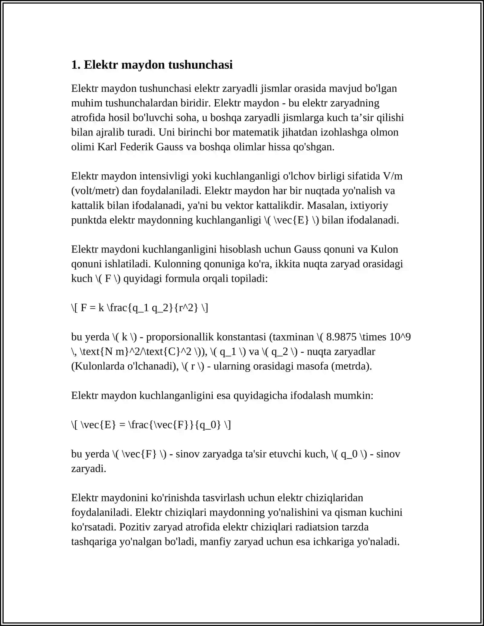 Elektr maydon tushunchasi 4