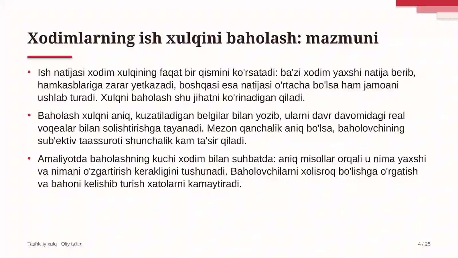 Davlat-xususiy sheriklik loyihalarida xodimlarning ish xulqini baholash 4