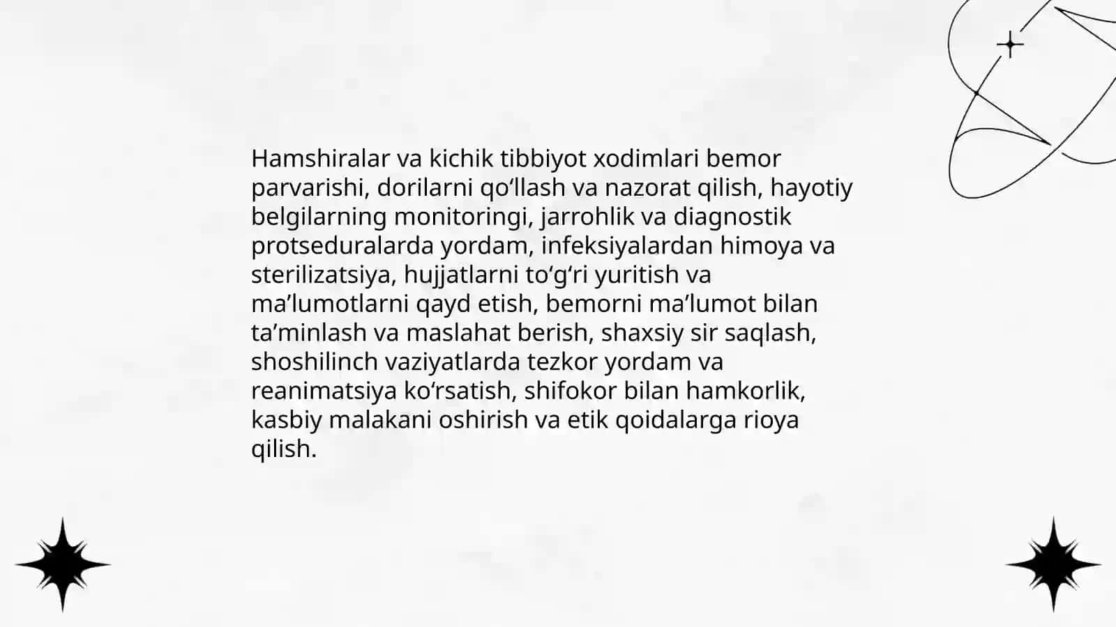 Tibbiyot xodimlari: shifokor, hamshira, kichik tibbiyot xodimlari 4