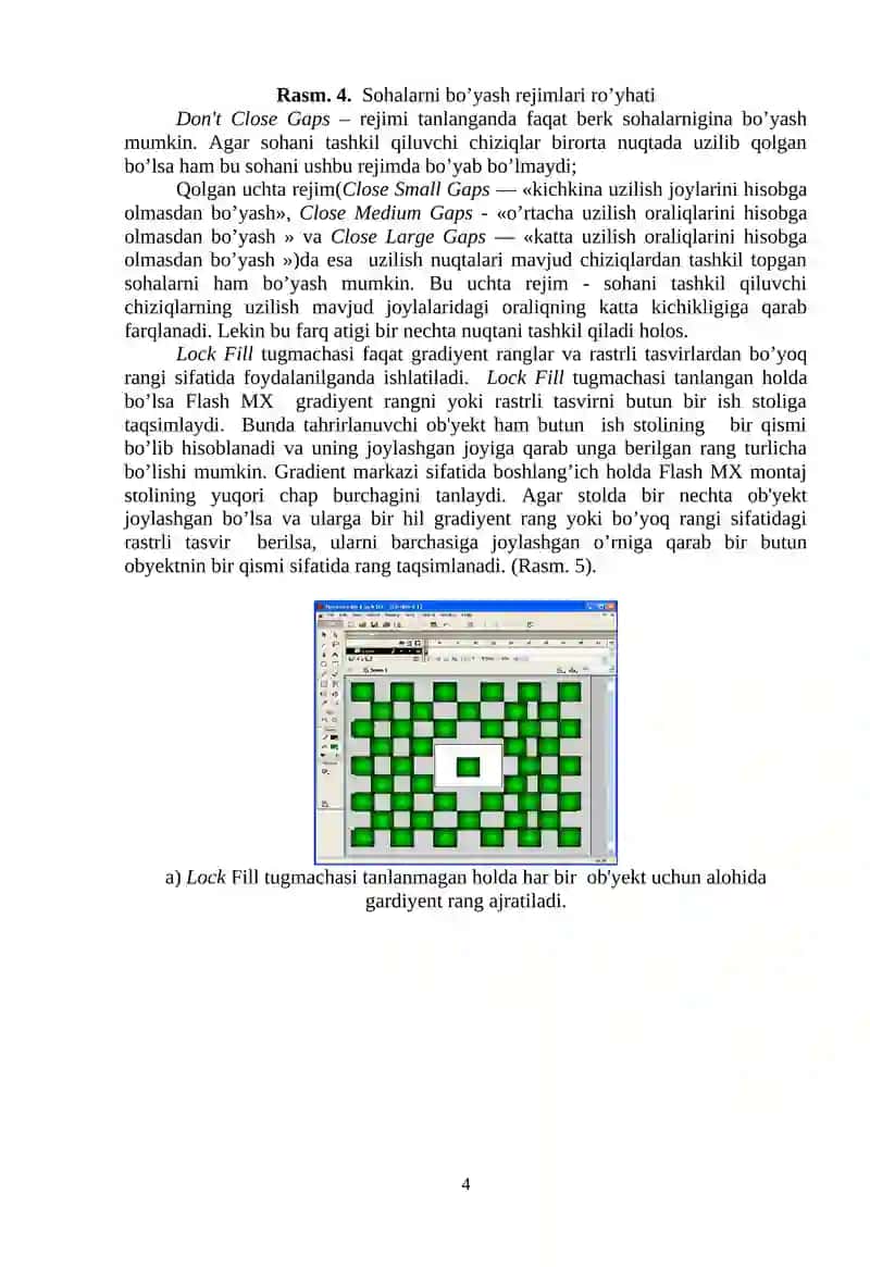 "MACROMEDIA FLASH DA RANGLAR BILAN ISHLASH" REFERATI 4