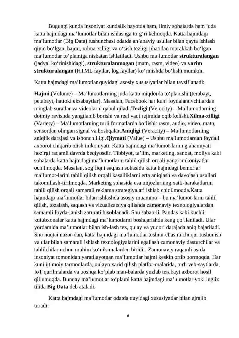 KATTA  HAJMDAGI  MA’LUMOTLAR VA PANDAS  KUTUBXONASI 4
