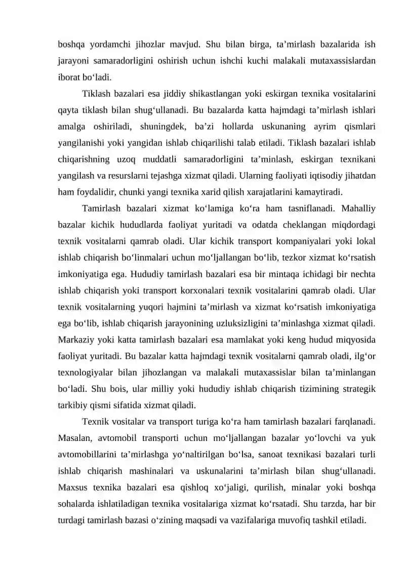 Tamirlash bazalari turlari va ularni loyihalash uchun asosiy materiallar 4
