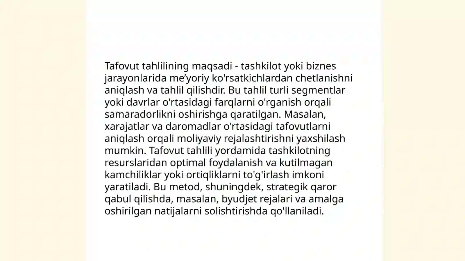 Boshqaruv hisobida tafovud va oģishlar tahlili 4