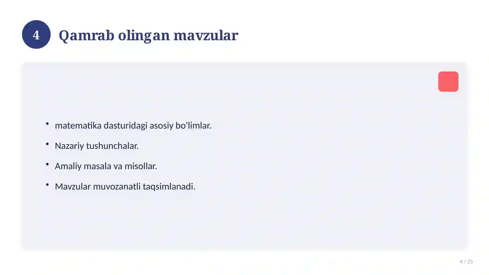 Informatika fanidan 10-sinf: mavzulashtirilgan nazorat ishi va tahlil 4