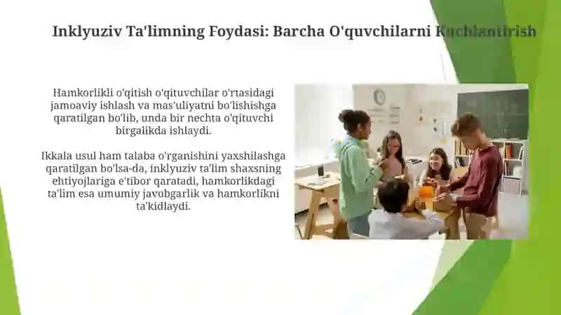 Inklyuziv va Hamkorlikdagi Ta'lim: Talaba Muvaffaqiyati uchun Sinenergiya 4
