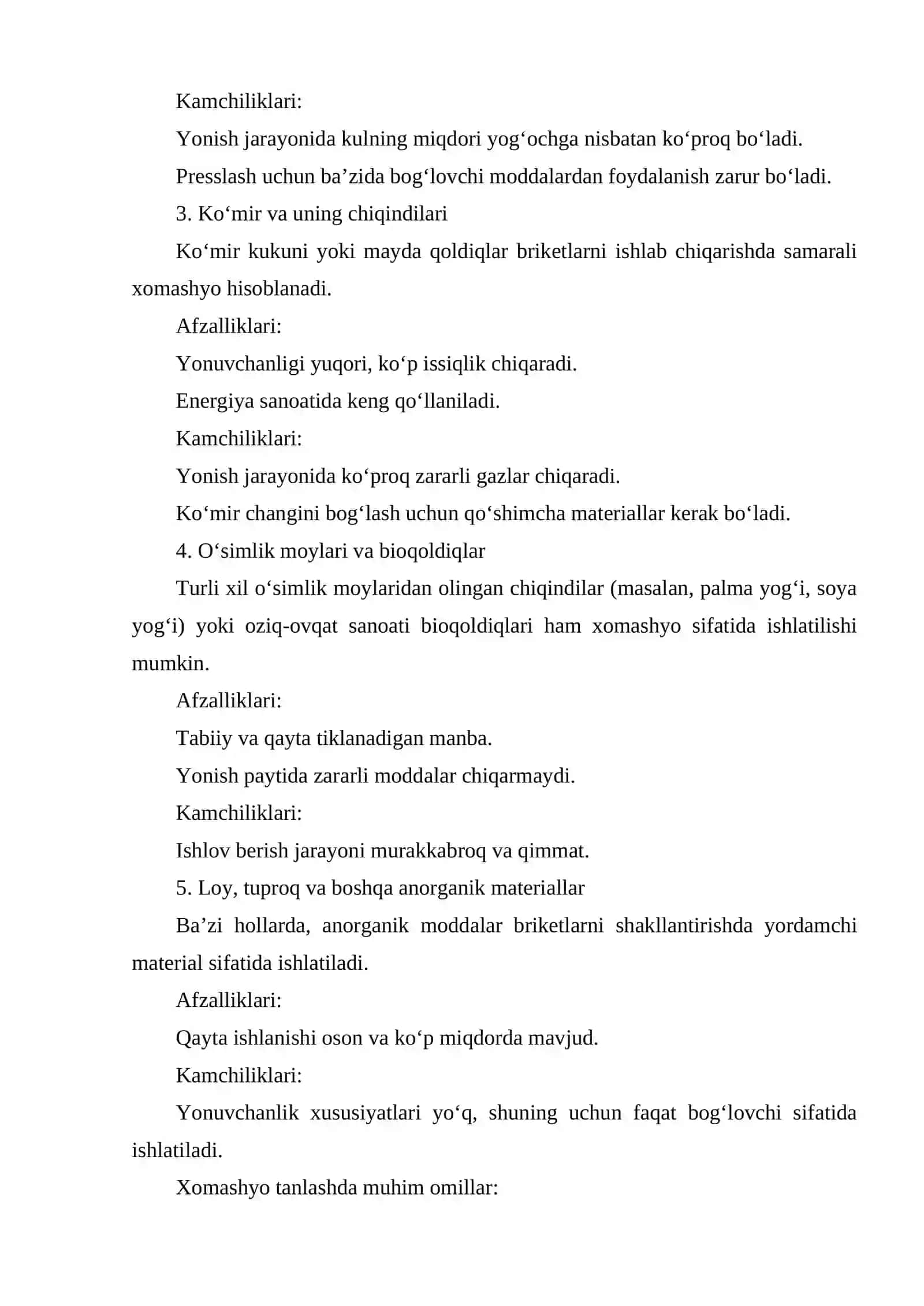 BRIKETLAR VA PELLETLAR OLISH TEXNOLOGIYALARI 4