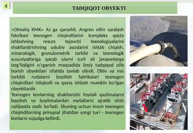 Angren Oltin Saralash Fabrikasi Texnogen Chiqindilarini Boyitishning Samarali Texnologik Sxemasi 4