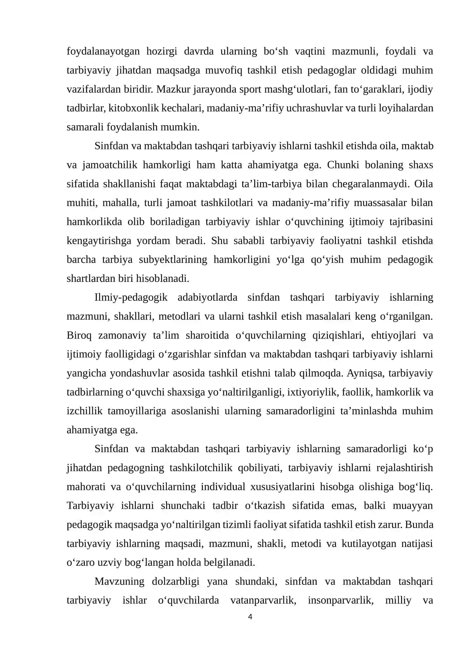 Sinfdan va maktabdan tashqari tarbiyaviy ishlarni tashkil qilishning nazariy asoslari 4