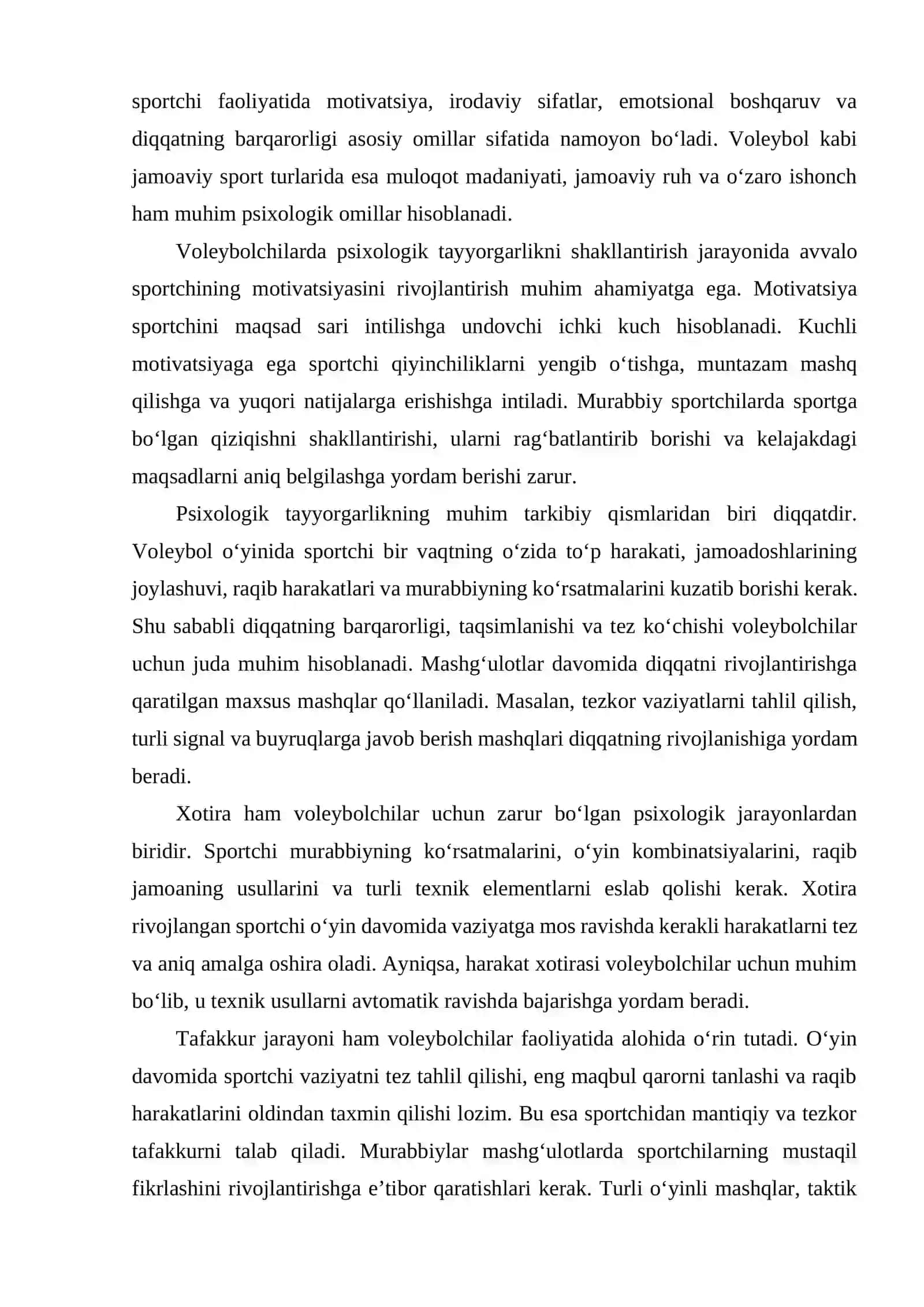 Voleybolchilarni tayyorlashda xotira, diqqat, tafakkur va psixologik xislatlarni rivojlantirish 4