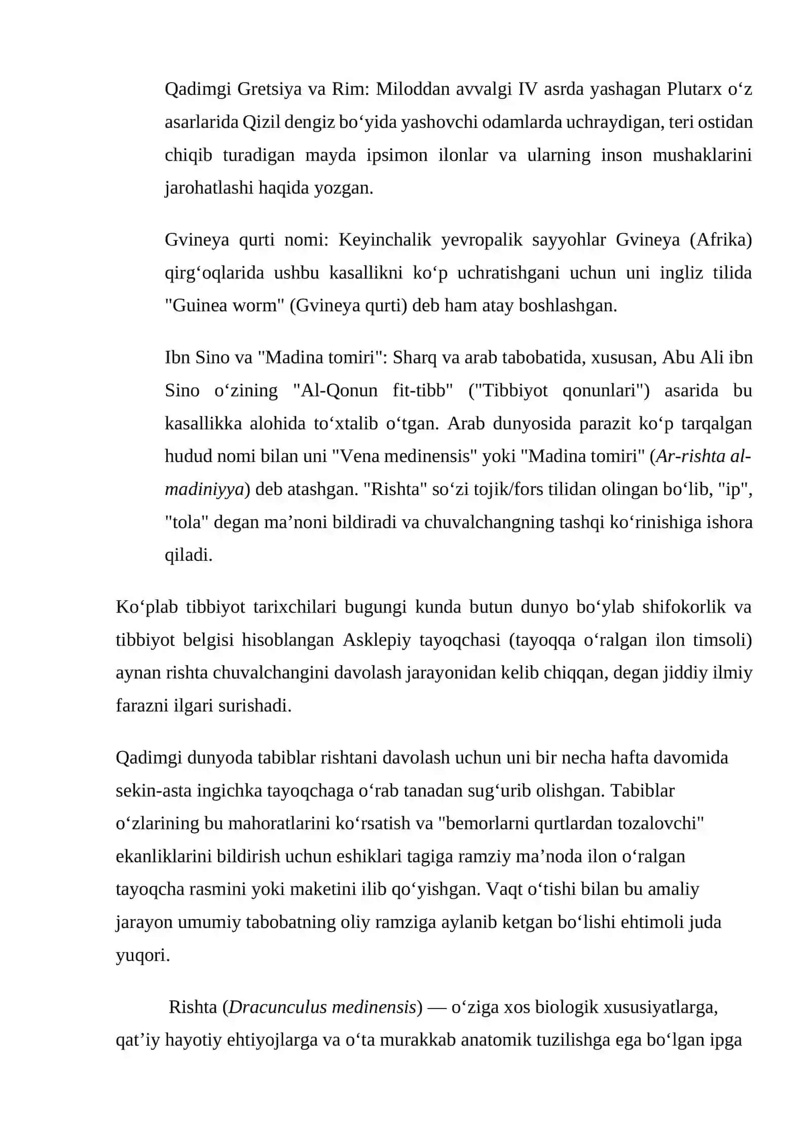 ishta chuvalchangi (Dracunculus medinensis)ning biologiyasi, hayot sikli va drakunkul 4