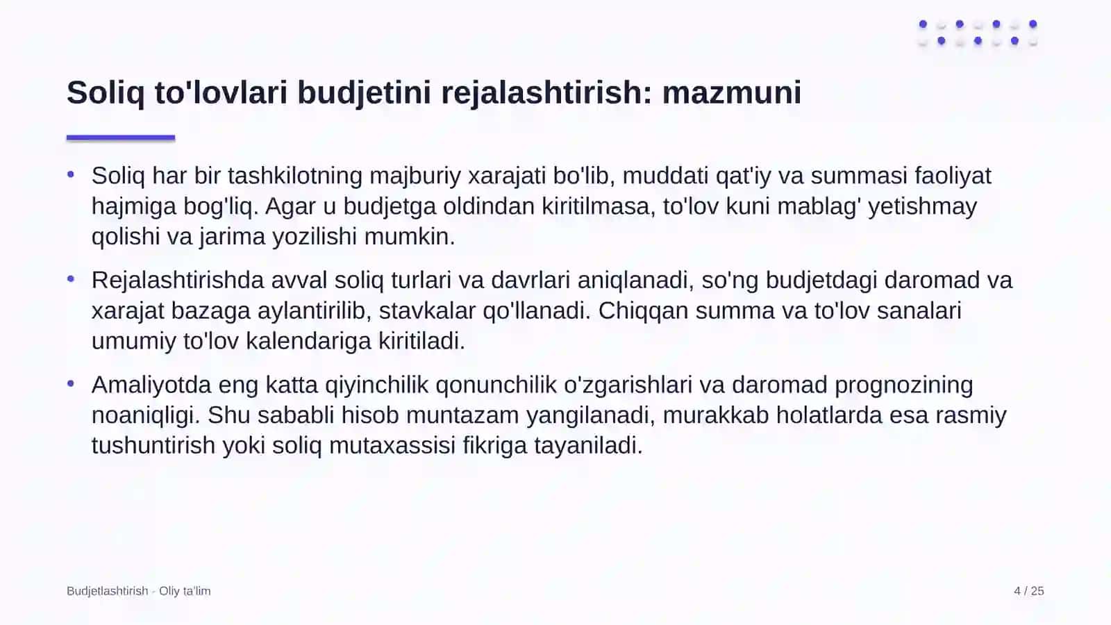 Davlat xizmatlari markazlarida soliq to'lovlari budjetini rejalashtirish 4