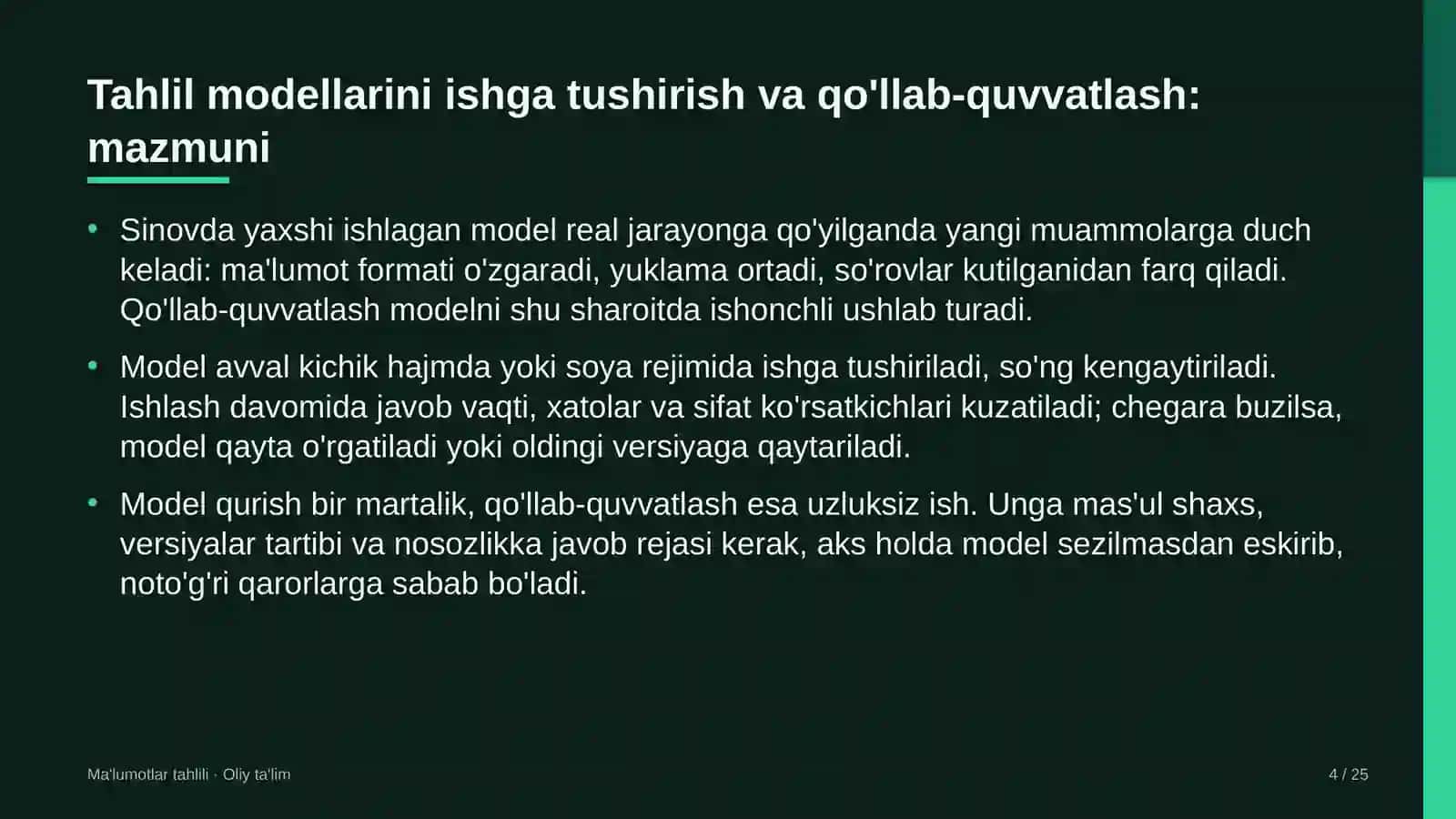 majburiy ijro byurosi organlarida tahlil modellarini ishga tushirish va qo'llab quvvatlash 3435 4