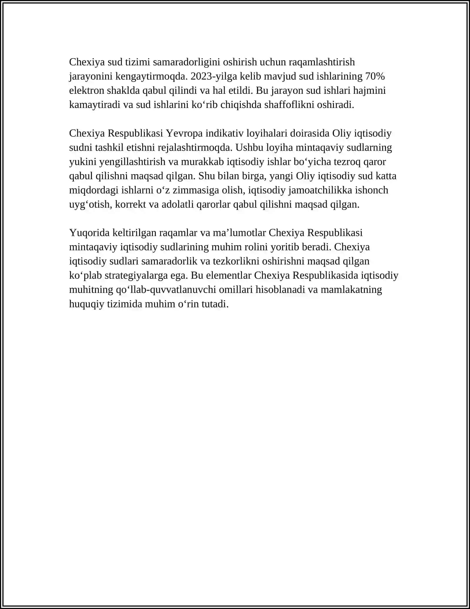 CHEXIYA DAVLATIDA IQTISODIY SUD ISHLARINING YURITILISHI 4